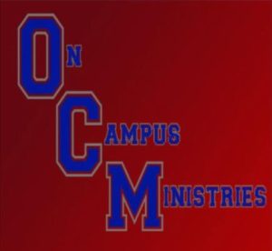 Logo of Oc campus ministries on a red background, affiliated with Sonoma County Non-Profit Organization.