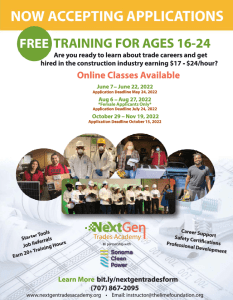 Flyer for a free training for ages 1-4, organized by The LIME Foundation in Sonoma County.