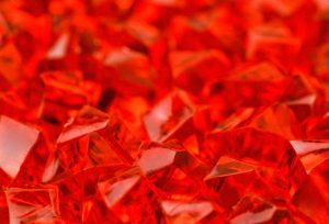 A close up image of red glass crystals from a Santa Rosa Non-Profit.