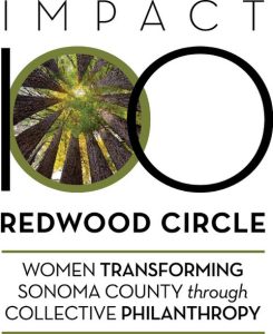 The logo for Impact 100 Redwood Circle Sonoma County represents their work as a collective philanthropy organization in the region.