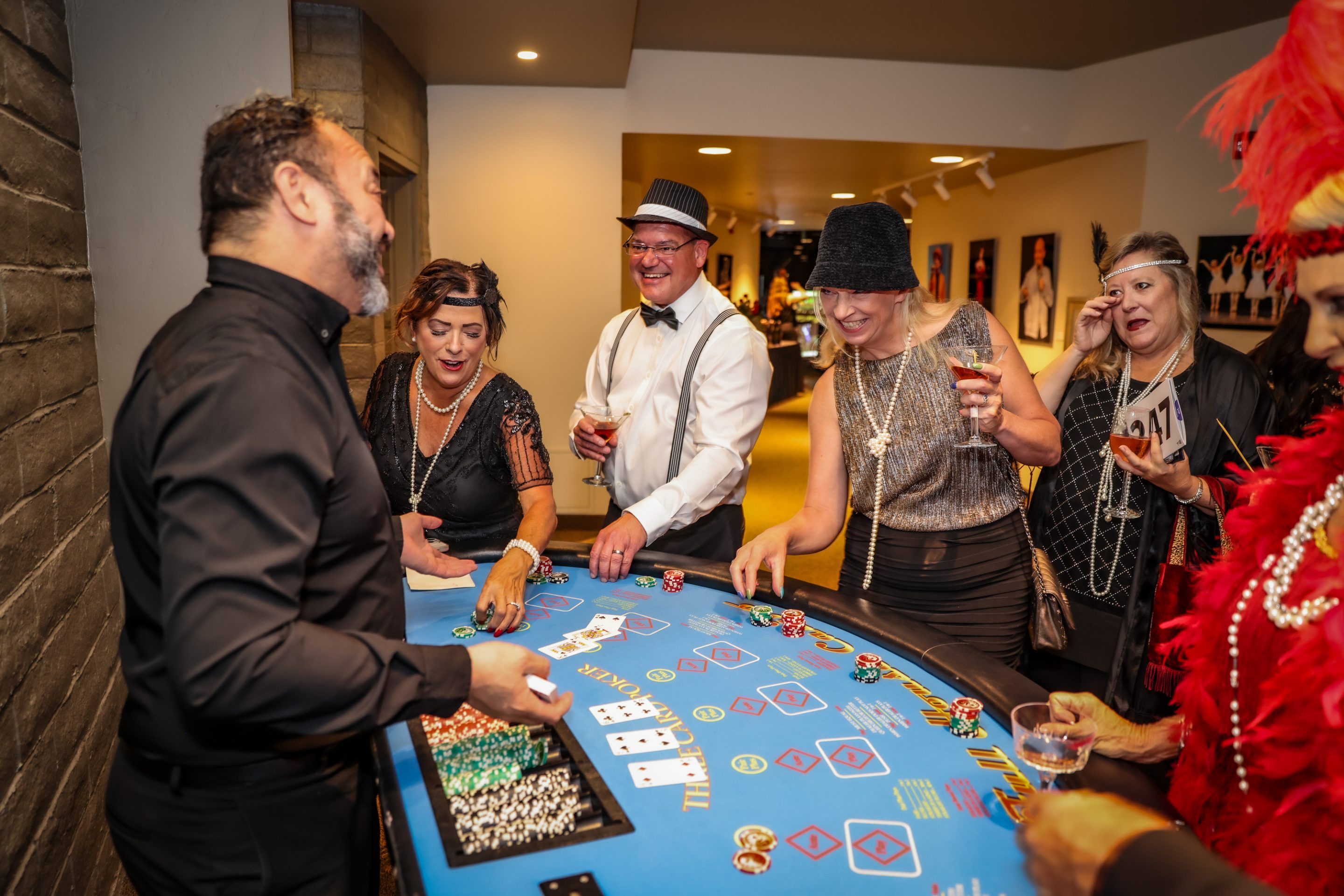 A group of individuals enjoying a game of blackjack at a casino in Santa Rosa.