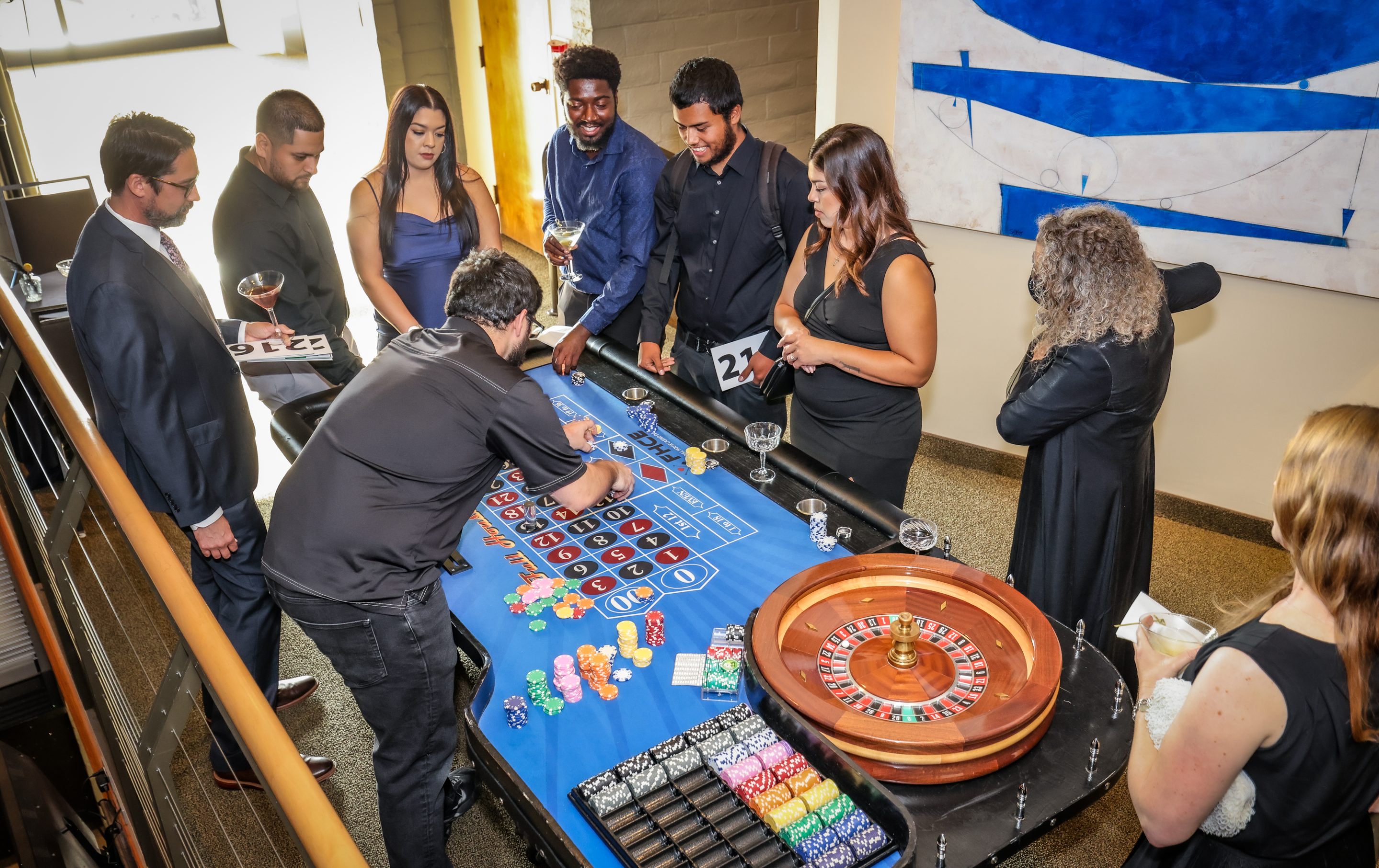 A group of people playing roulette at a casino in Santa Rosa.