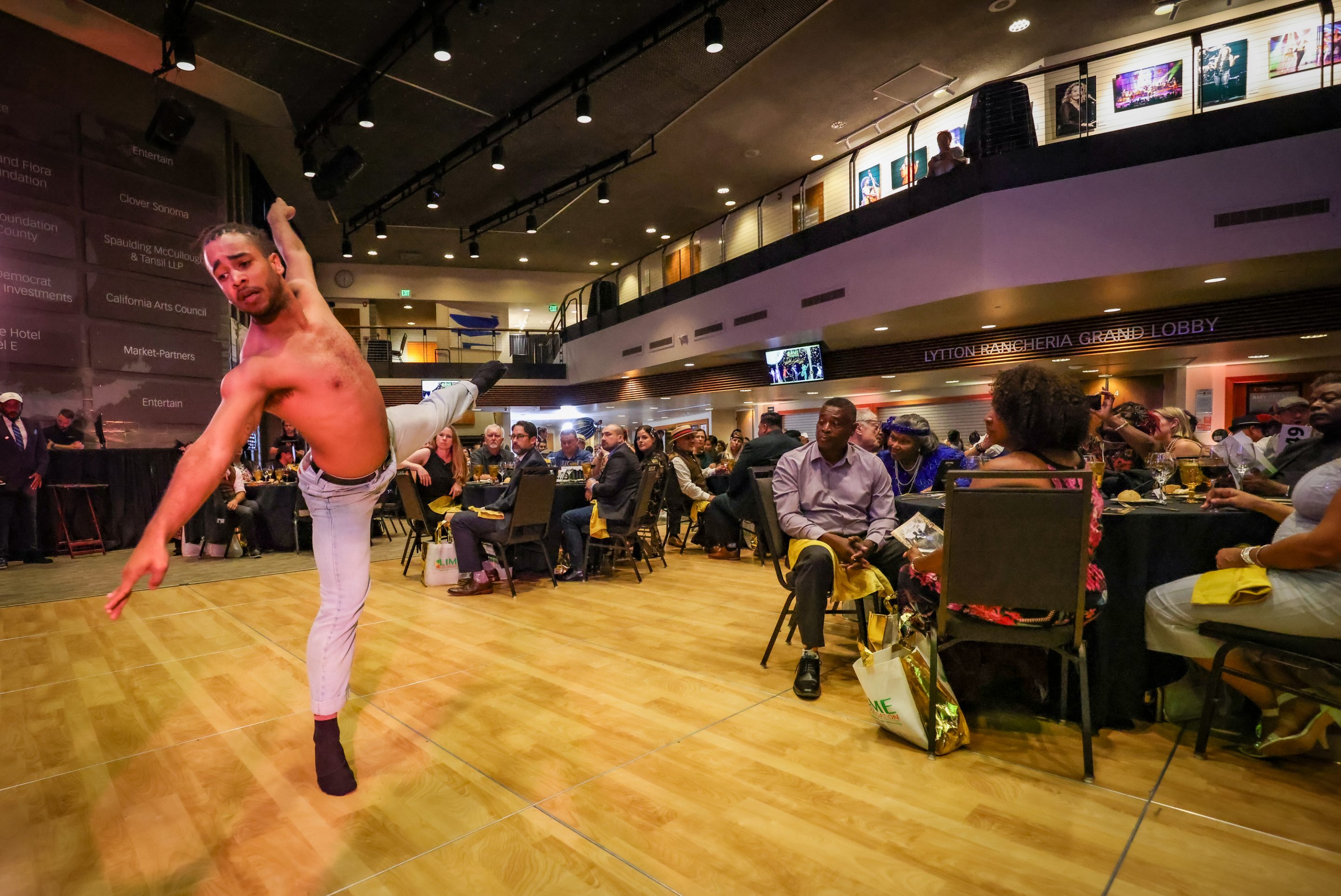 A dancer performs in front of a Sonoma County Non-Profit Organization crowd.