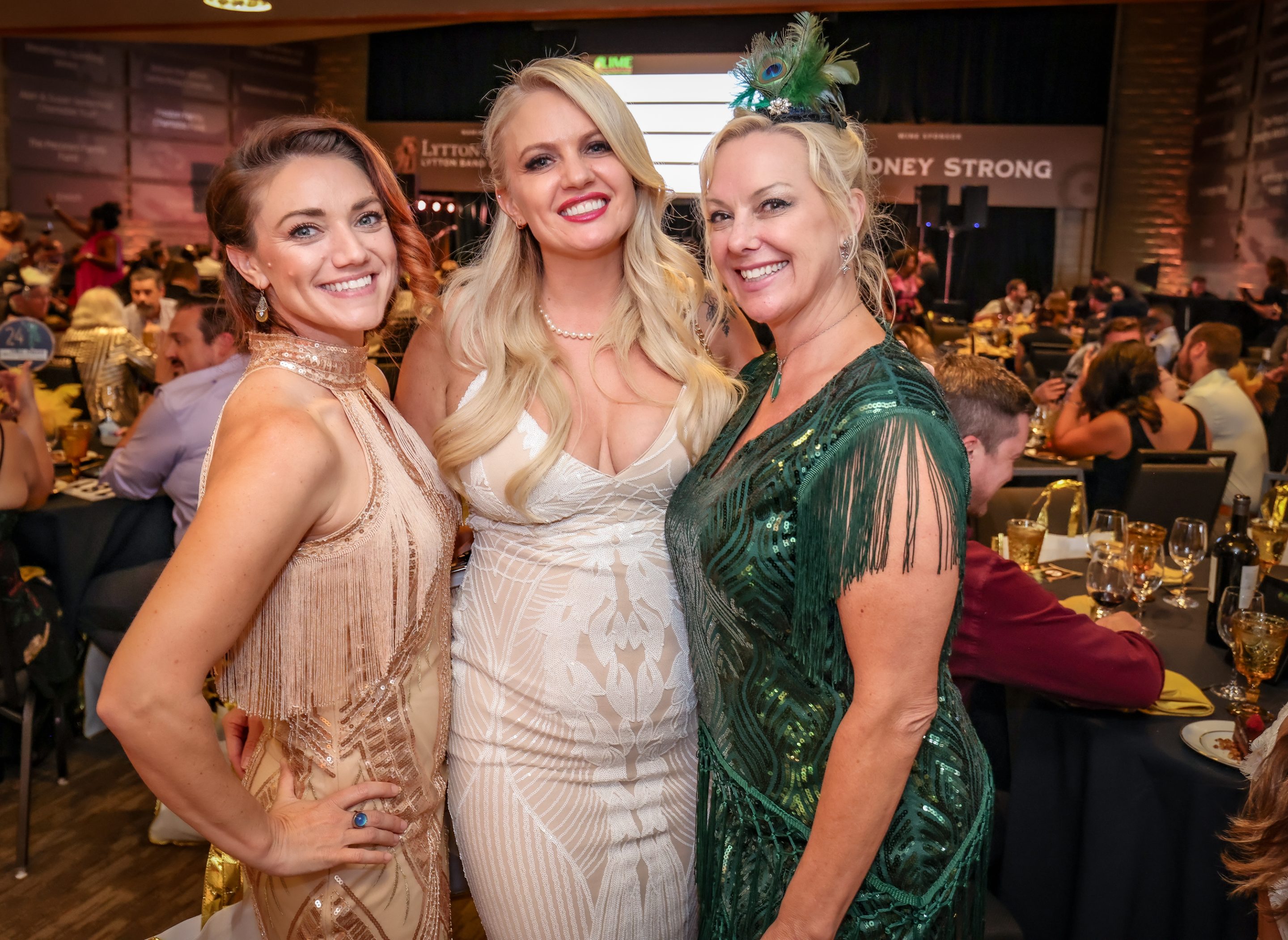Three women posing for a photo at an event hosted by The LIME Foundation of Santa Rosa, a Sonoma County Non-Profit Organization.
