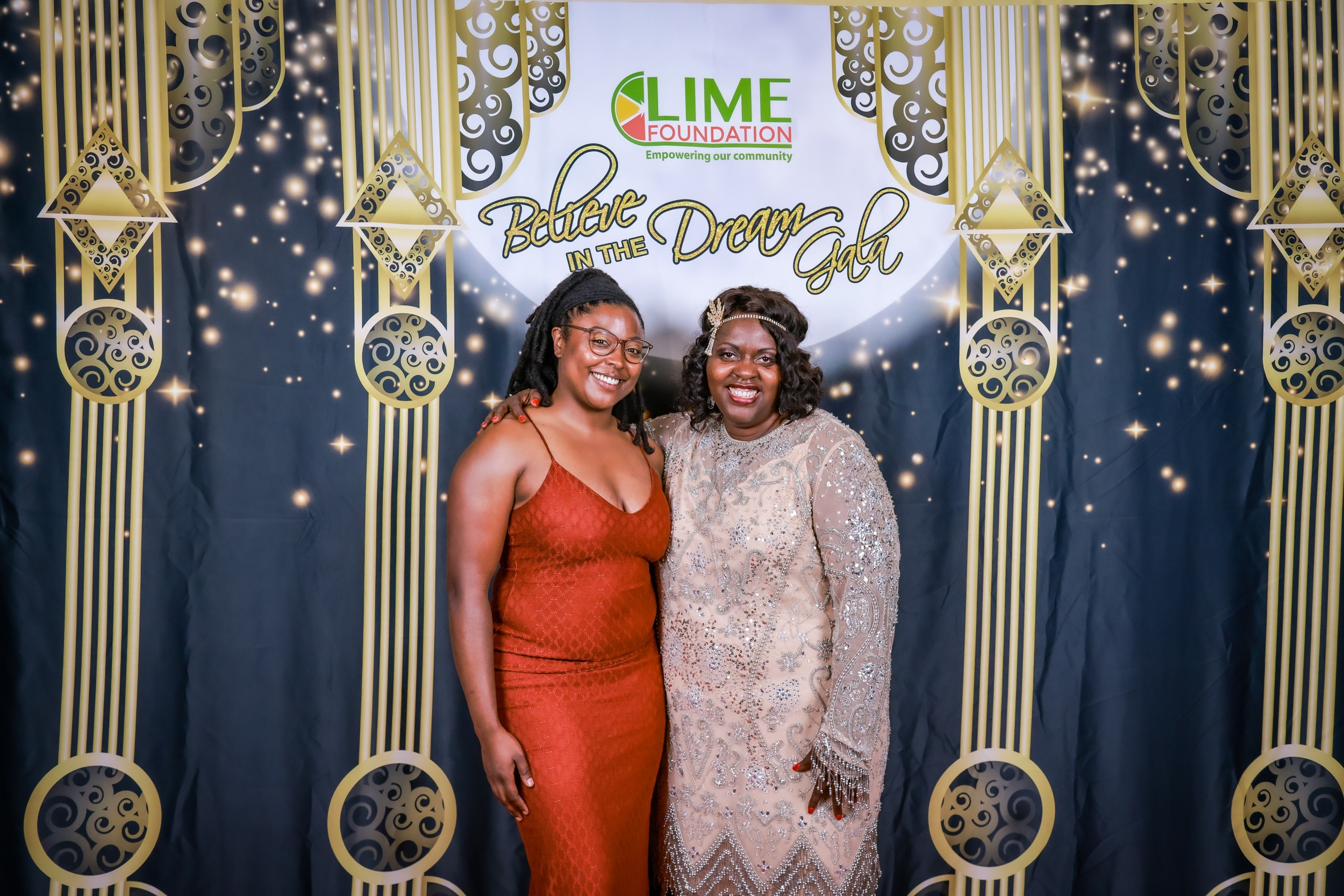 Two women posing for a photo at an event hosted by Sonoma County Non-Profit Organization, The LIME Foundation of Santa Rosa.